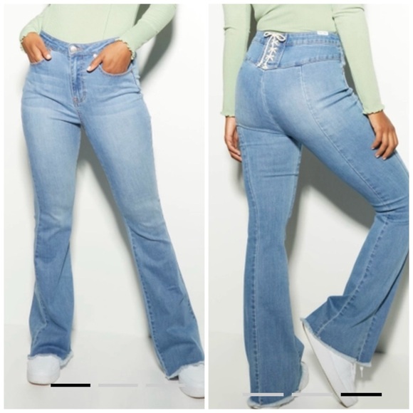 Rue21 Denim - NWT Rue21 Medium Wash Lace Up Back Flare Jeans